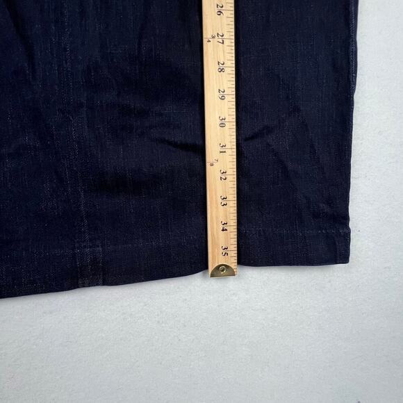 Ralph Lauren Dianva Women's Dark Wash Denim Shift Sheep Leather Trim Dress 10 - Picture 11 of 11